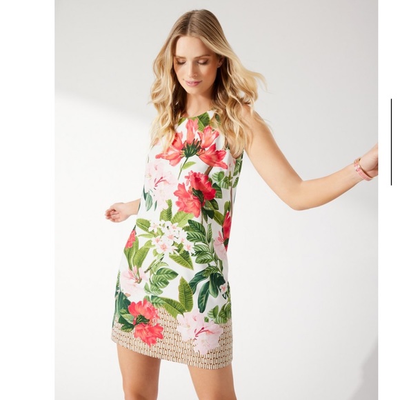 NWT TOMMY BAHAMA Faraway Blooms Silk Shift Dress - Picture 2 of 7